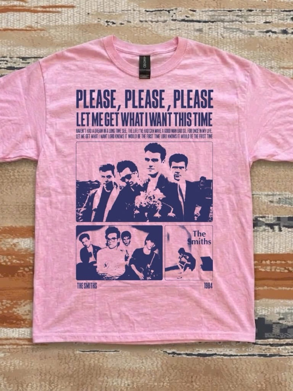 Gildan Pink Graphic Tee with Navy Band Print